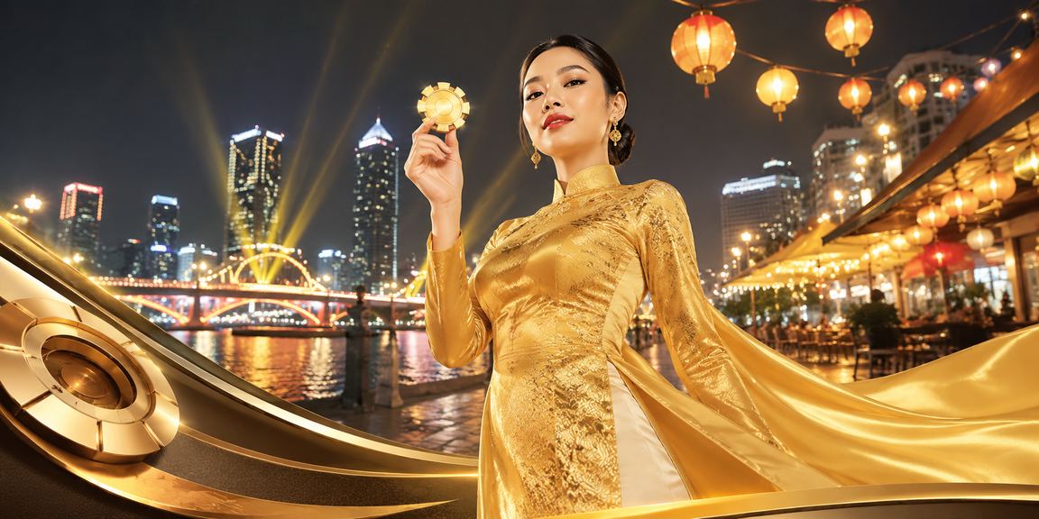Phụ nữ mặc áo dài tại Đà Nẵng kiểm tra ưu đãi VIP và thưởng trên điện thoại